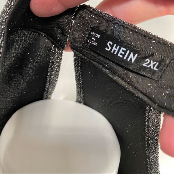 Shein Mesh Insert Glitter Halter top NYE Holiday - Picture 8 of 11